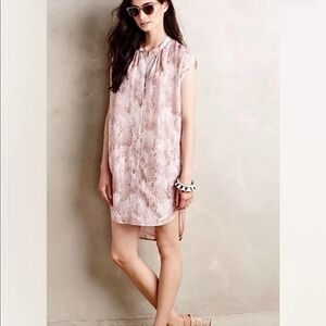 Anthropologie The Odells Pineapple Grove Silk Shift Dress Size S